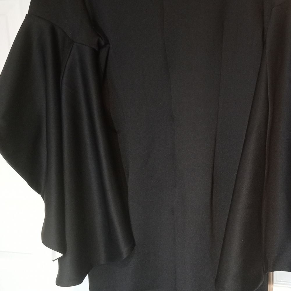 Midnight Velvet Black/ White Contrast Flare Bell Sleeve Sheath Dress Sz M - Picture 8 of 9